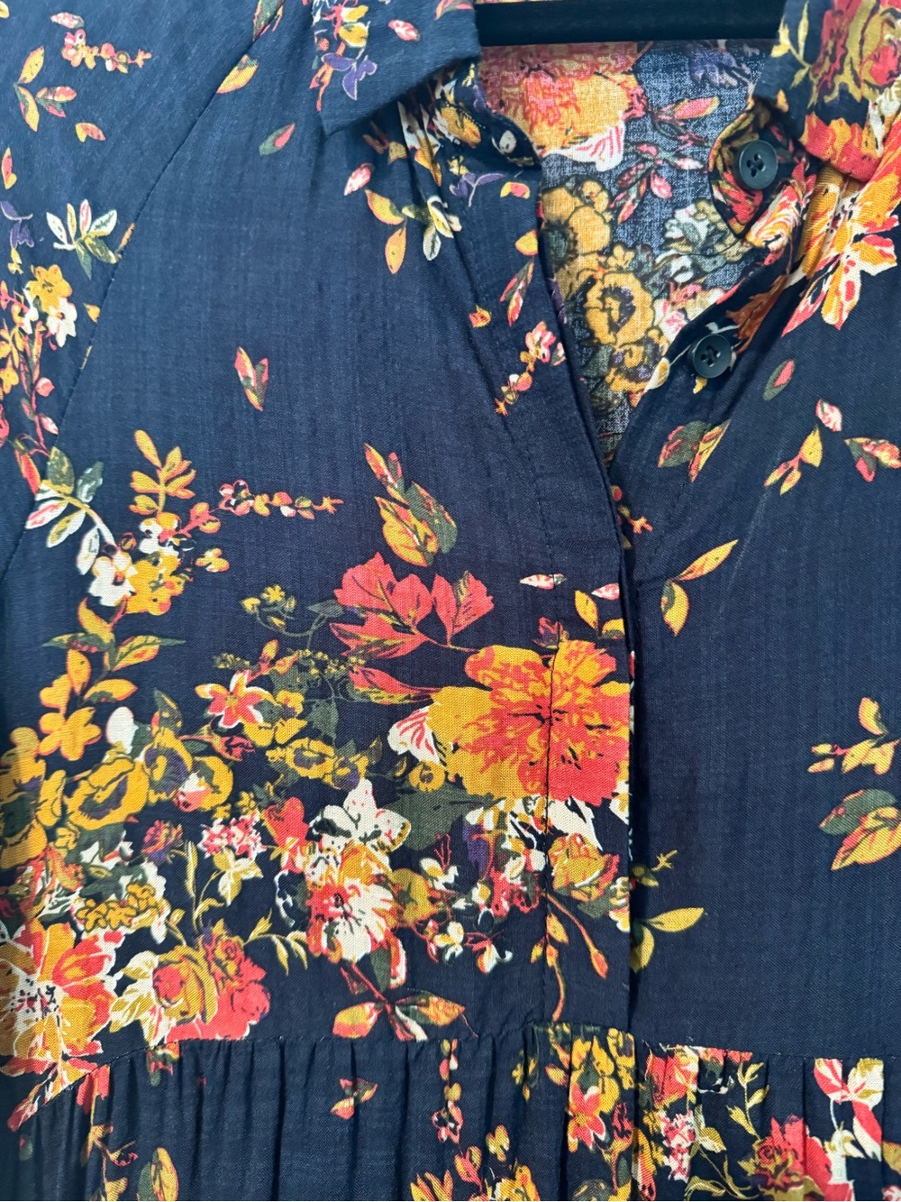 NATURAL LIFE Navy Maxi Dress with Orange, red and Yellow Floral Print - Picture 4 of 6